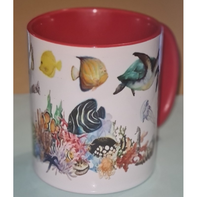 Zweifarbige Keramiktasse " Mit Aquaristik Druck Meerwasserfische " Zweifarbige Keramiktasse " Mit Aquaristik Druck Meerwasserfische "