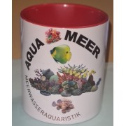 Zweifarbige Keramiktasse " Mit Aquaristik Druck Werbetasse AQUA MEER "