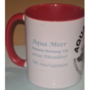 Zweifarbige Keramiktasse " Mit Aquaristik Druck Werbetasse AQUA MEER "