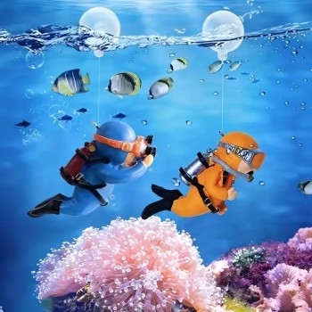 2 Stück Niedliche Taucher-Aquarium-Dekorationen